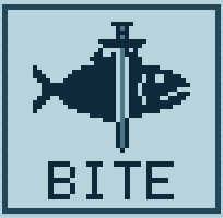 The BITE button with the sword through the fish.