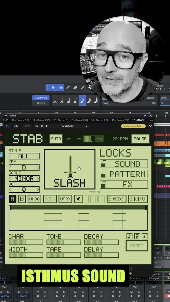 Julio Navas talking over STAB open in his DAW, the first frame of his reel.